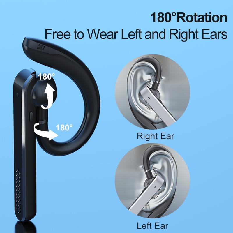 Wireless Bluetooth Earphone with Noise Reduction - Ear-mounted - Silver