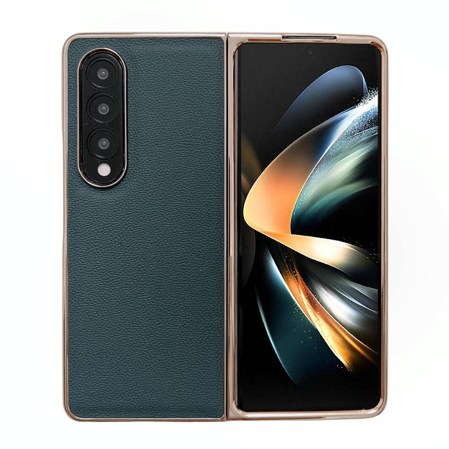 For Samsung Galaxy Z Fold4 5G Leather Phone Case - Nano Plating - Red