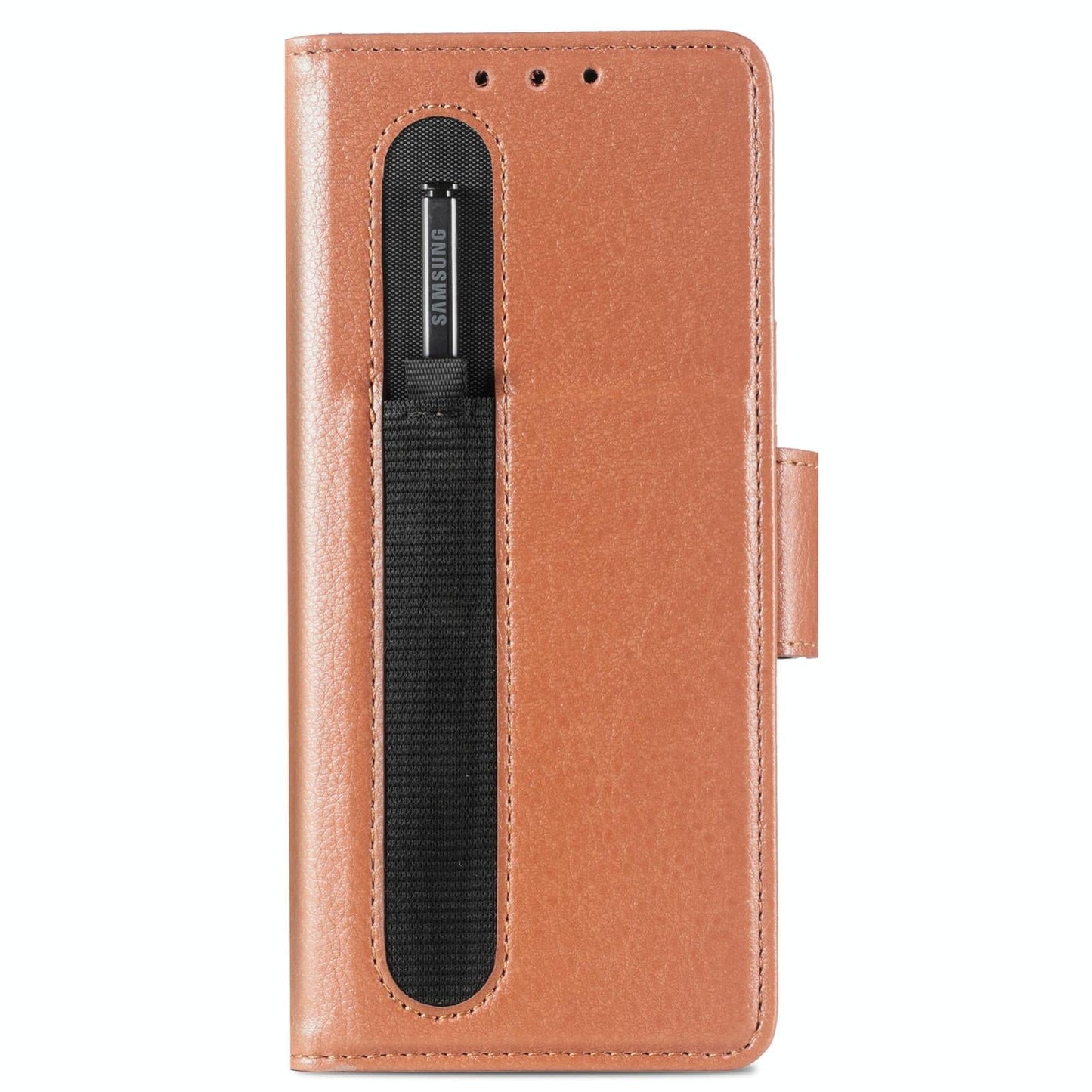 For Samsung Galaxy Z Fold4 5G Litchi Pattern Case With Pen And Card Slots - 4 - Brown