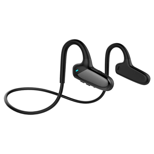 Waterproof Bone Conduction Bluetooth Earphones 5.0 for Sports - Black