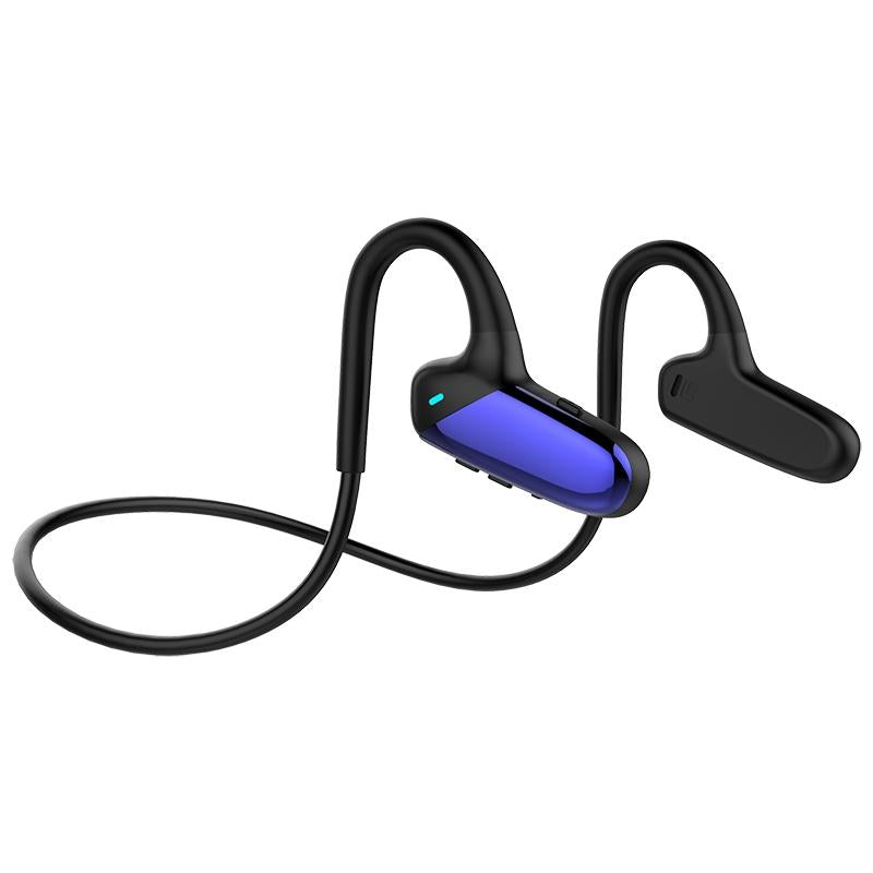 Waterproof Bone Conduction Bluetooth Earphones 5.0 for Sports - Black