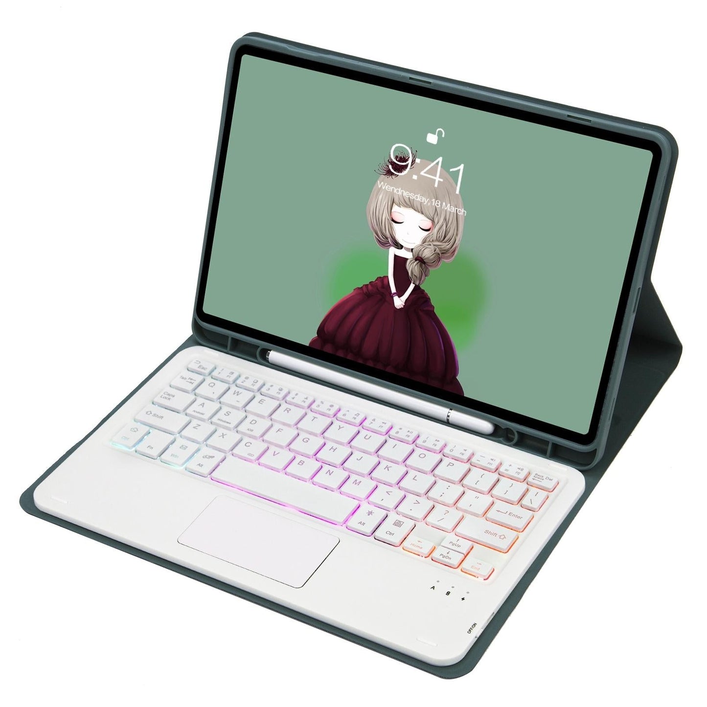 Bluetooth Keyboard Leather Tablet Case For Ipad 10.2 / 10.5 / Air 2019 With Touch Pad & Backlight - Pink