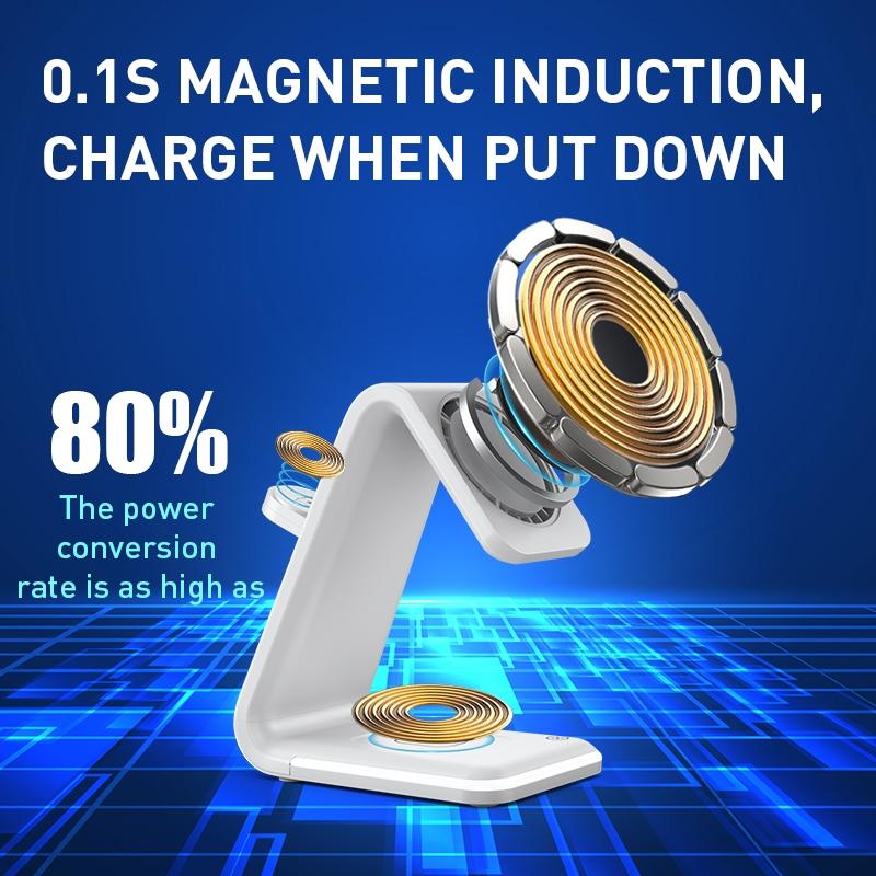 3 In 1 Magnetic Wireless Vertical Charger - Black