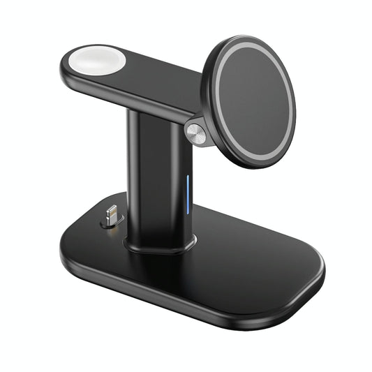 3 In 1 Magnetic Wireless Charger Stand 15W - Black