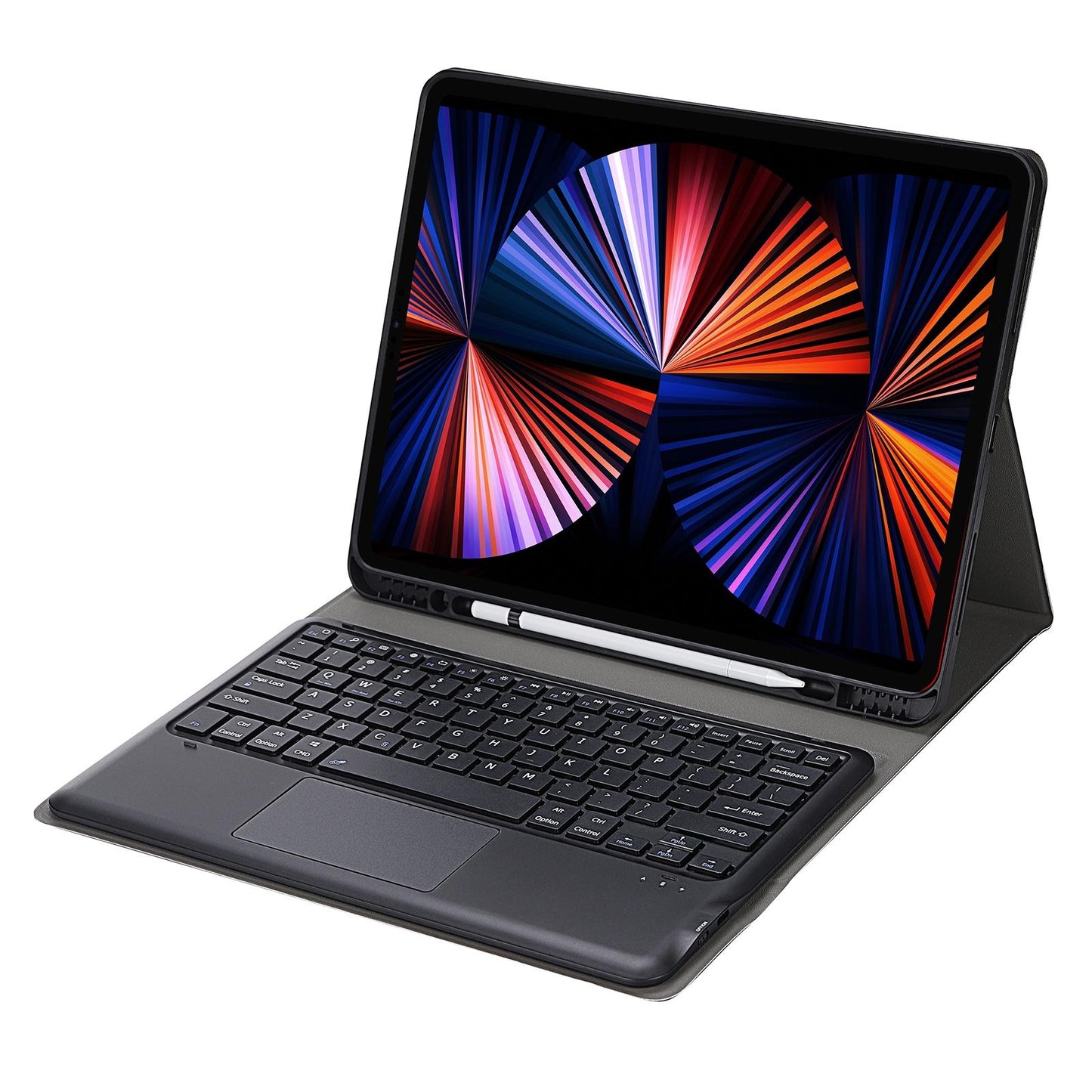 Detachable Bluetooth Keyboard Tablet Case For Ipad Pro 12.9 - Ultra-Thin With Touchpad Pen Slot & Holder - Black