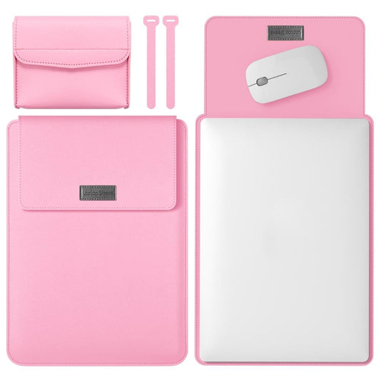 Lightweight Leather Computer Bag - 4-in-1 Portable - Fits 15.4 / 15.6 / 16.1 Inches - Pink
