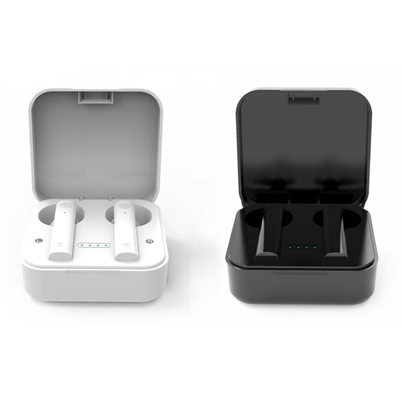 Wireless Dual Mic Noise-cancelling Earbuds with Charging Case - Black