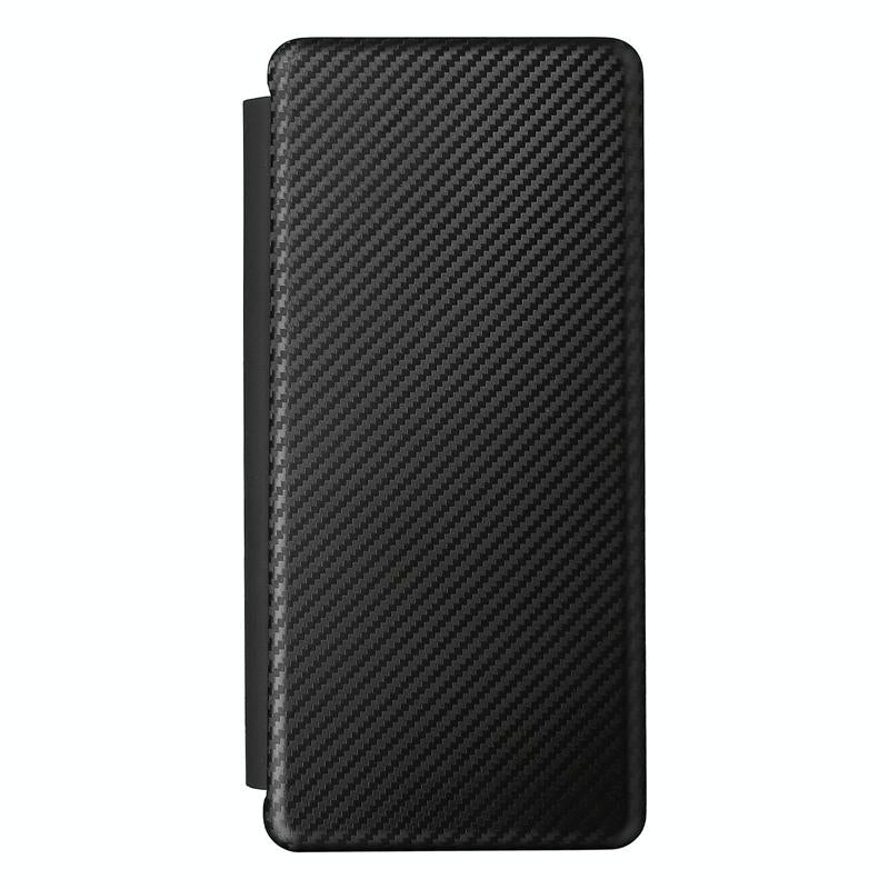 For Samsung Galaxy Z Fold4 5G Carbon Fiber Flip Leather Case - Black