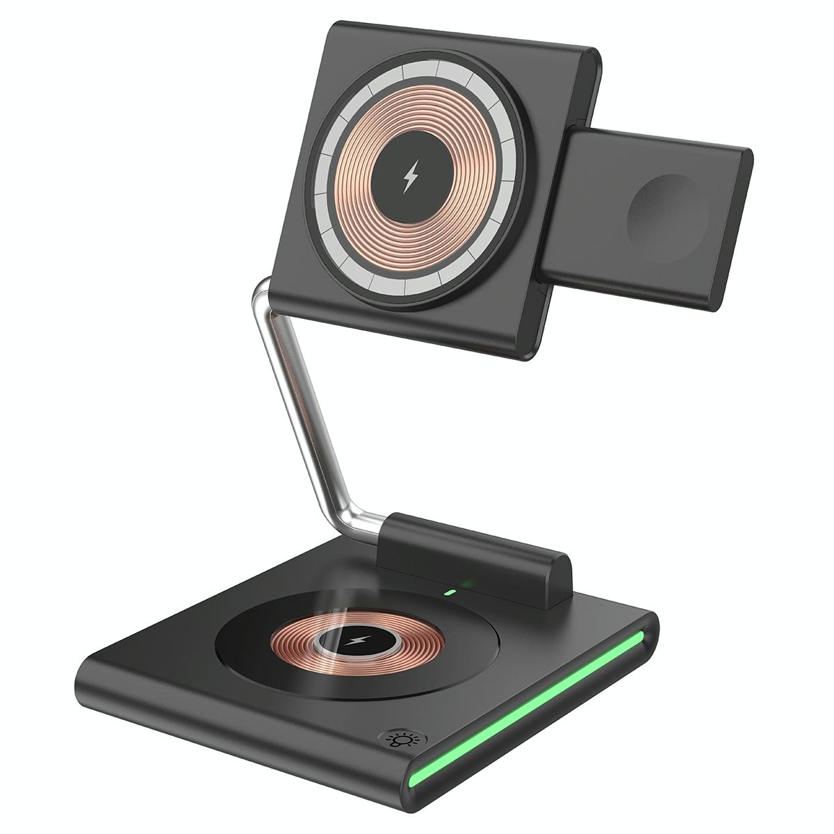 15W Foldable Magnetic Wireless Charger - Black