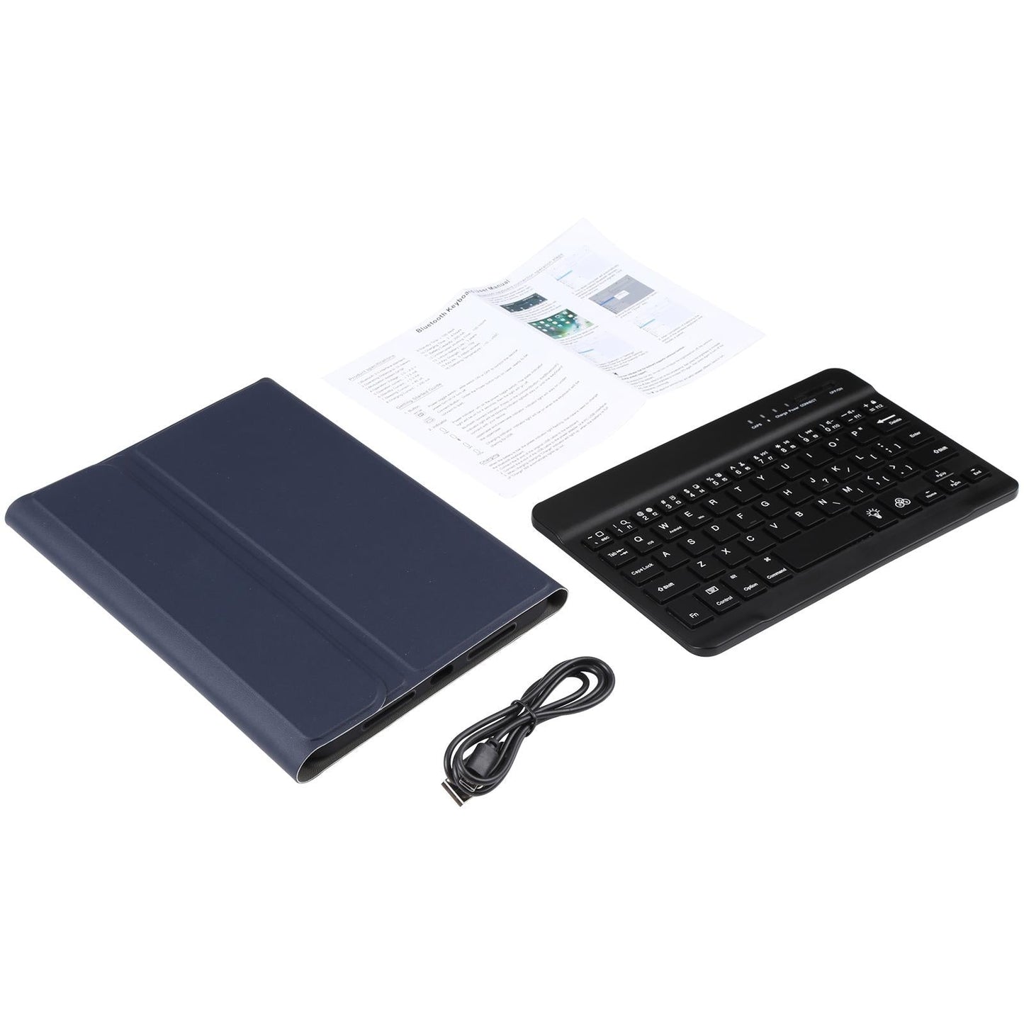 Ultra-Thin Bluetooth Keyboard Leather Case For Ipad Mini 6 With Detachable Lambskin Texture And Stand - Black