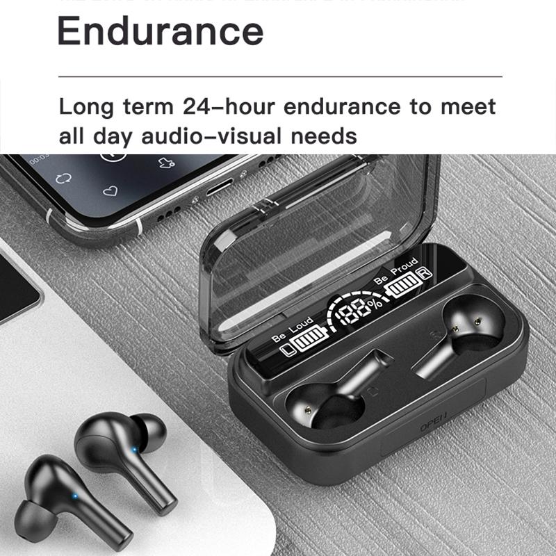 Touch Bluetooth Earphones with Noise Cancellation and Charging Box - Black