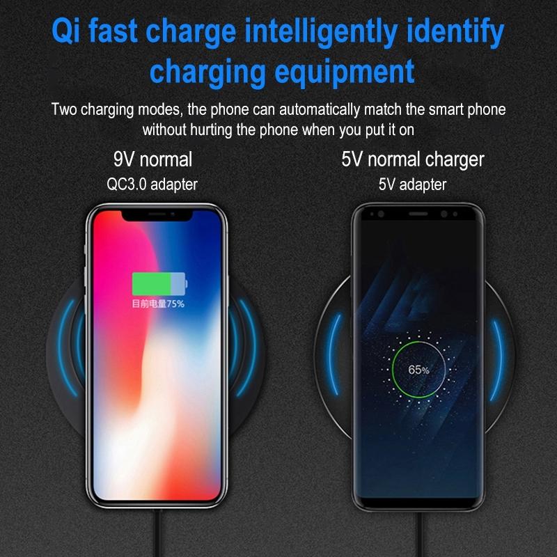 10W Portable Wireless Charger Lightweight & Smart - Black