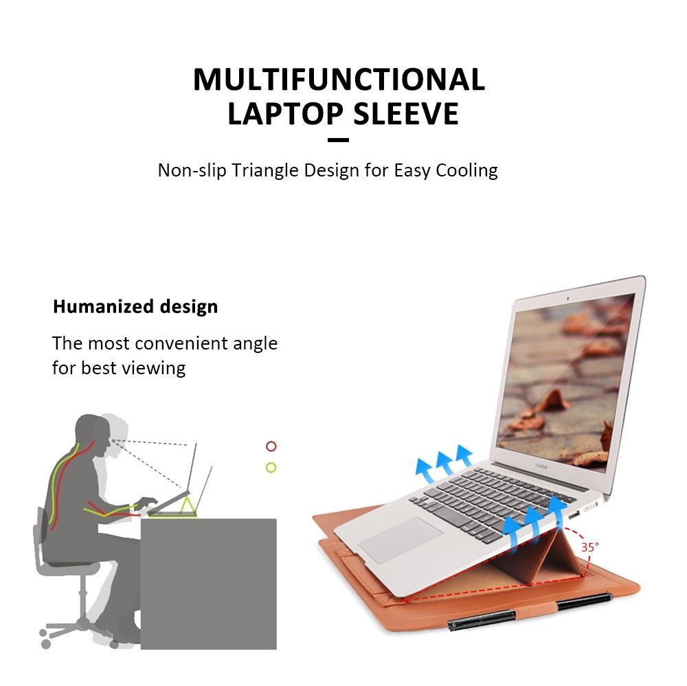 11 / 12 Inch 4-in-1 Computer Bracket Liner and Storage Bag - Brown