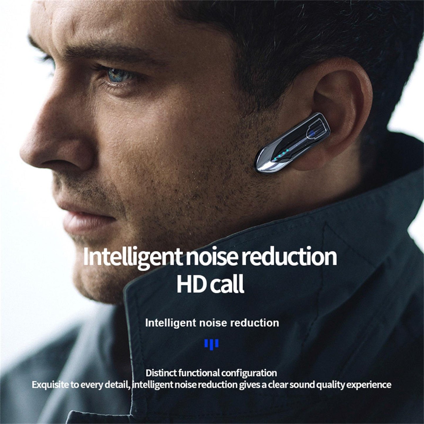 Business Style Bluetooth 5.0 Earphone with Touch Switch - Blue