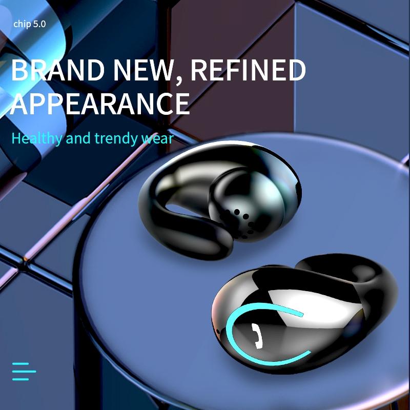 Ultra-light Wireless Earphone with Mic - Bluetooth 5.0 - Ear Clip - Stereo - Black