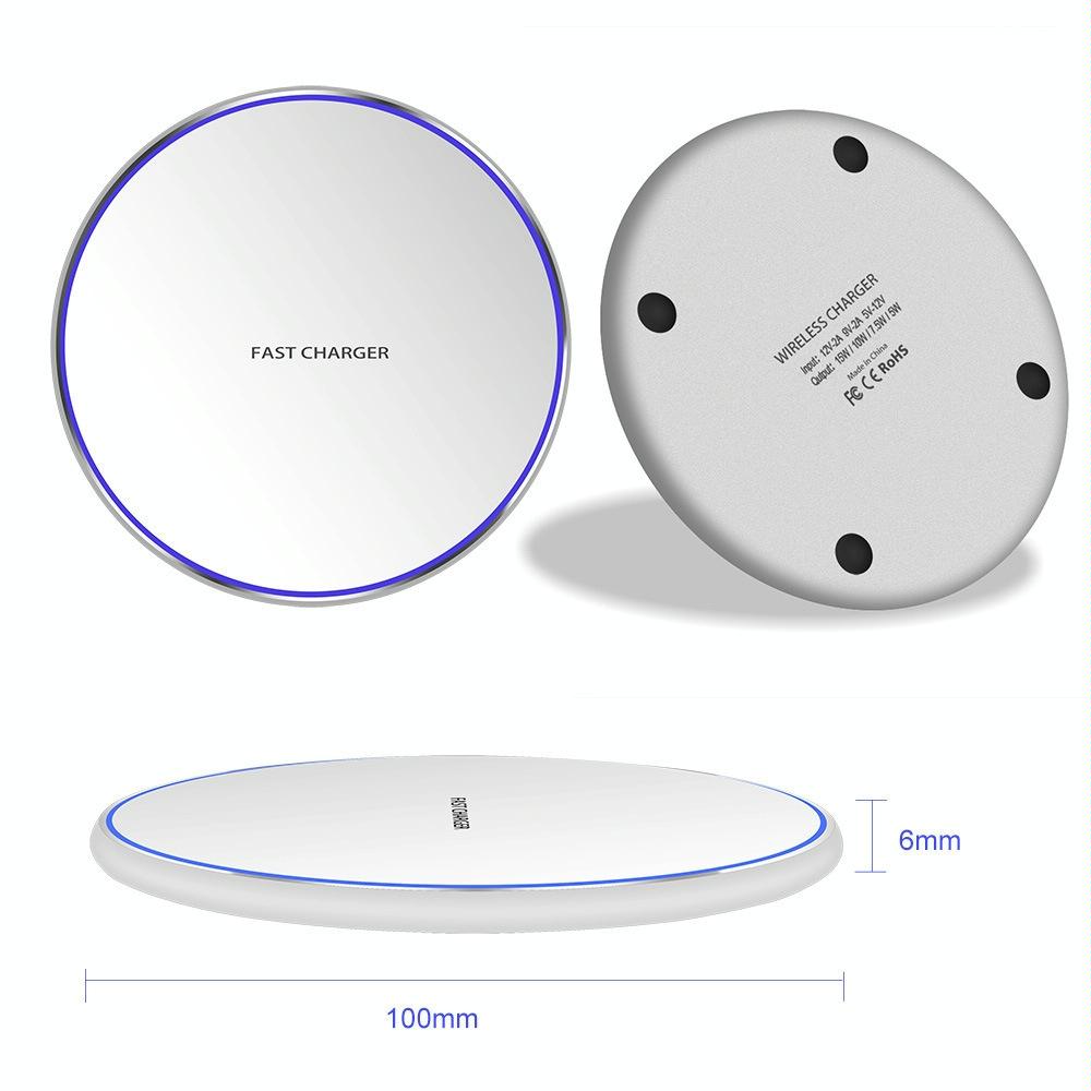 15W Round Wireless Charger Fast Charge - Red + Black Surface