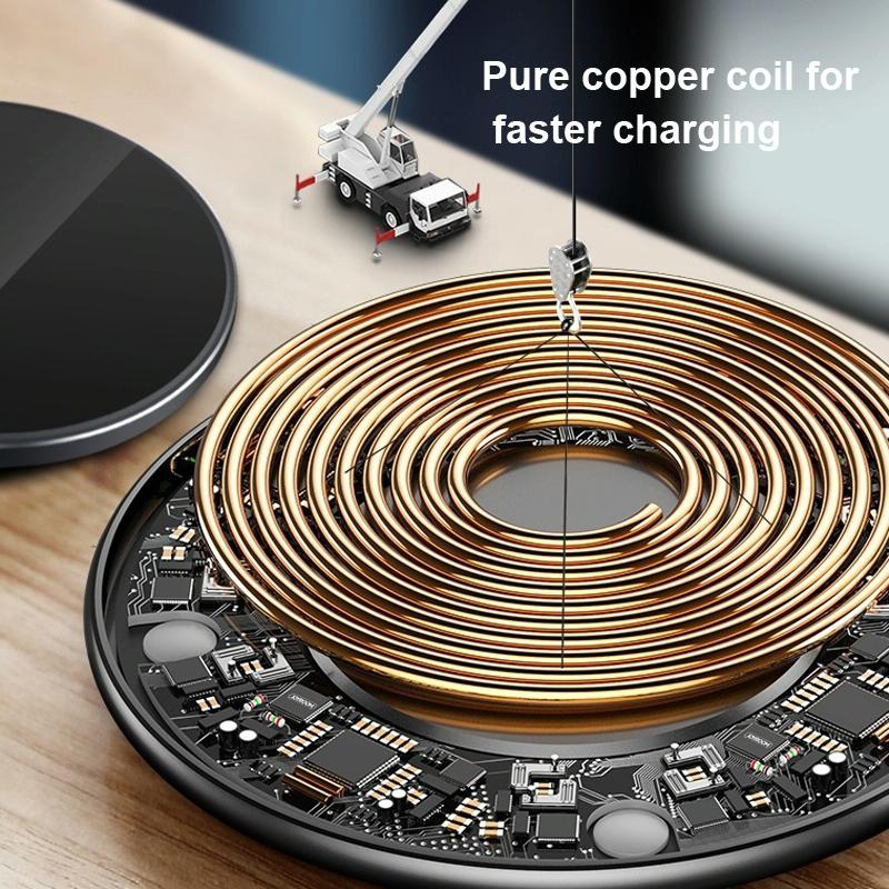 15W Round Wireless Charger Fast Charge - Red + Black Surface