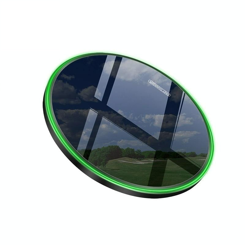 15W Round Wireless Charger Fast Charge - Red + Black Surface