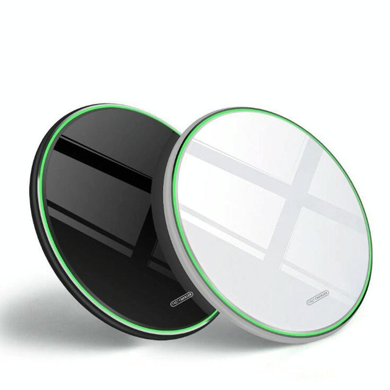 15W Round Wireless Charger Fast Charge - Red + Black Surface