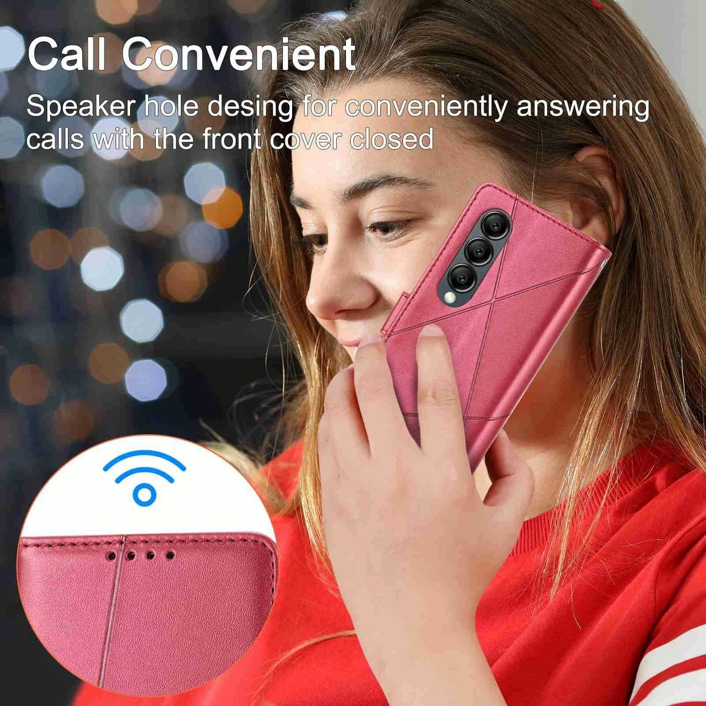 For Samsung Galaxy Z Fold4 5G Embossed Pu Leather Phone Case - Red