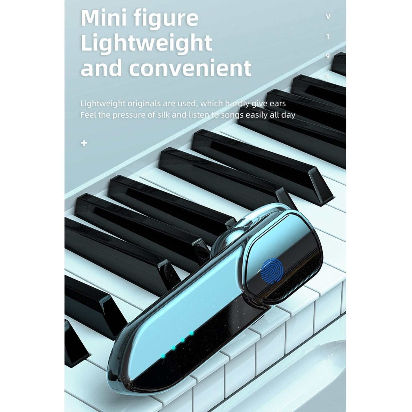 Business Style Bluetooth 5.0 Earphone with Fingerprint Touch - Blue