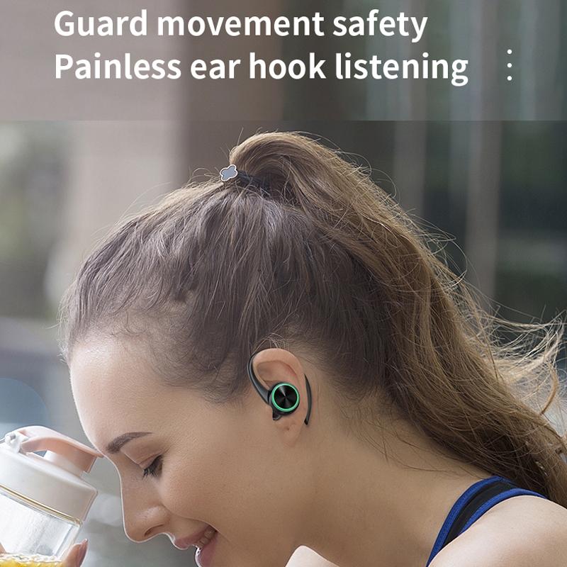 Wireless Bluetooth Earphones with Charging Bin and Digital Display - Pink