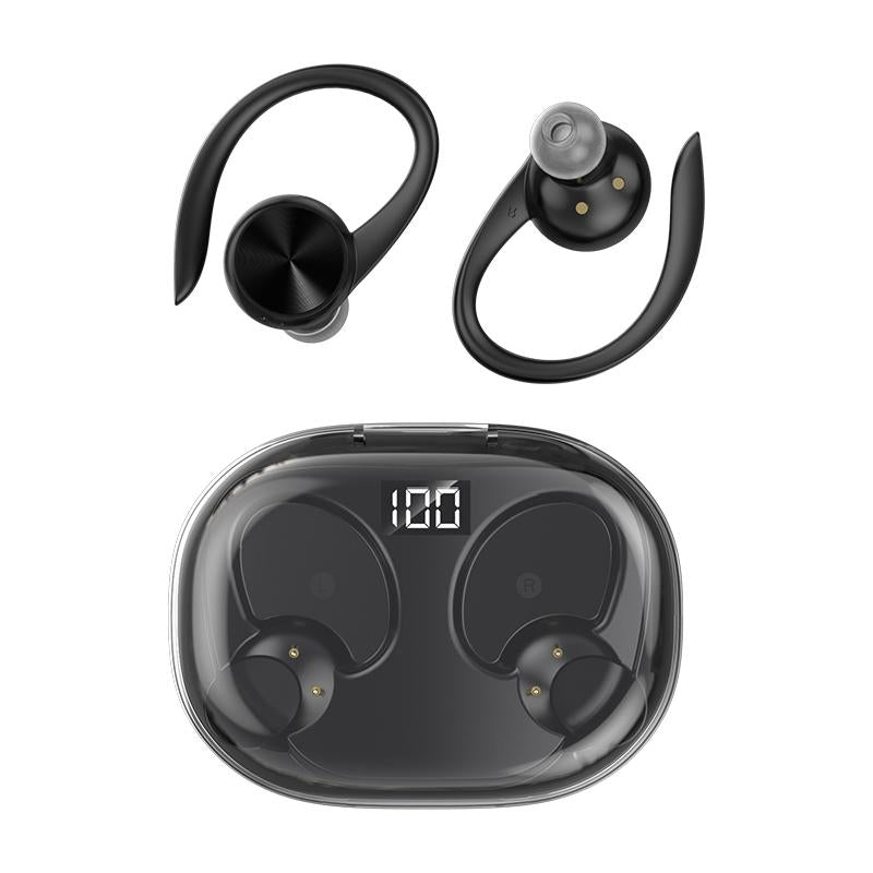 Wireless Earphones with Digital Display and Charging Case - Pink