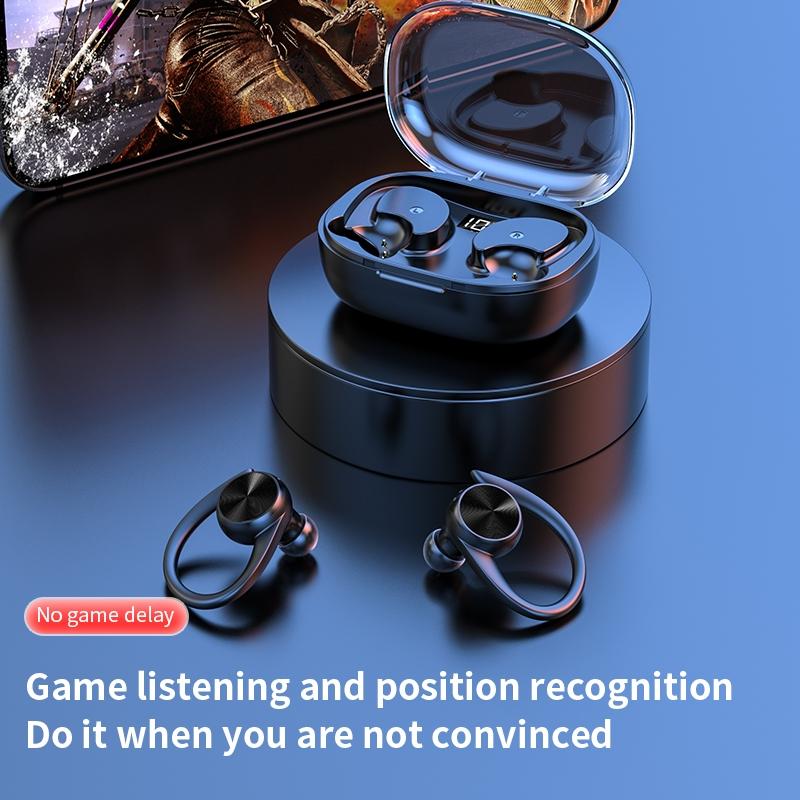 Wireless Earphones with Digital Display and Charging Case - Pink