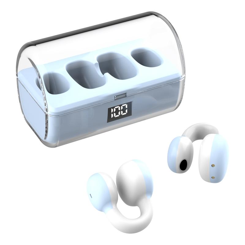 Wireless Earphones with Digital Display and Charging Case - Blue