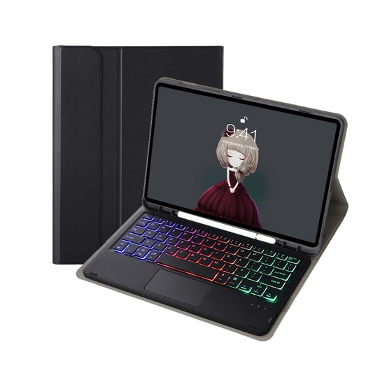 Bluetooth Keyboard Leather Tablet Case For Ipad 9.7 2018 & 2017 / Pro 9.7 / Air 2 With Touch Pad And Pen Slot - Rose Gold