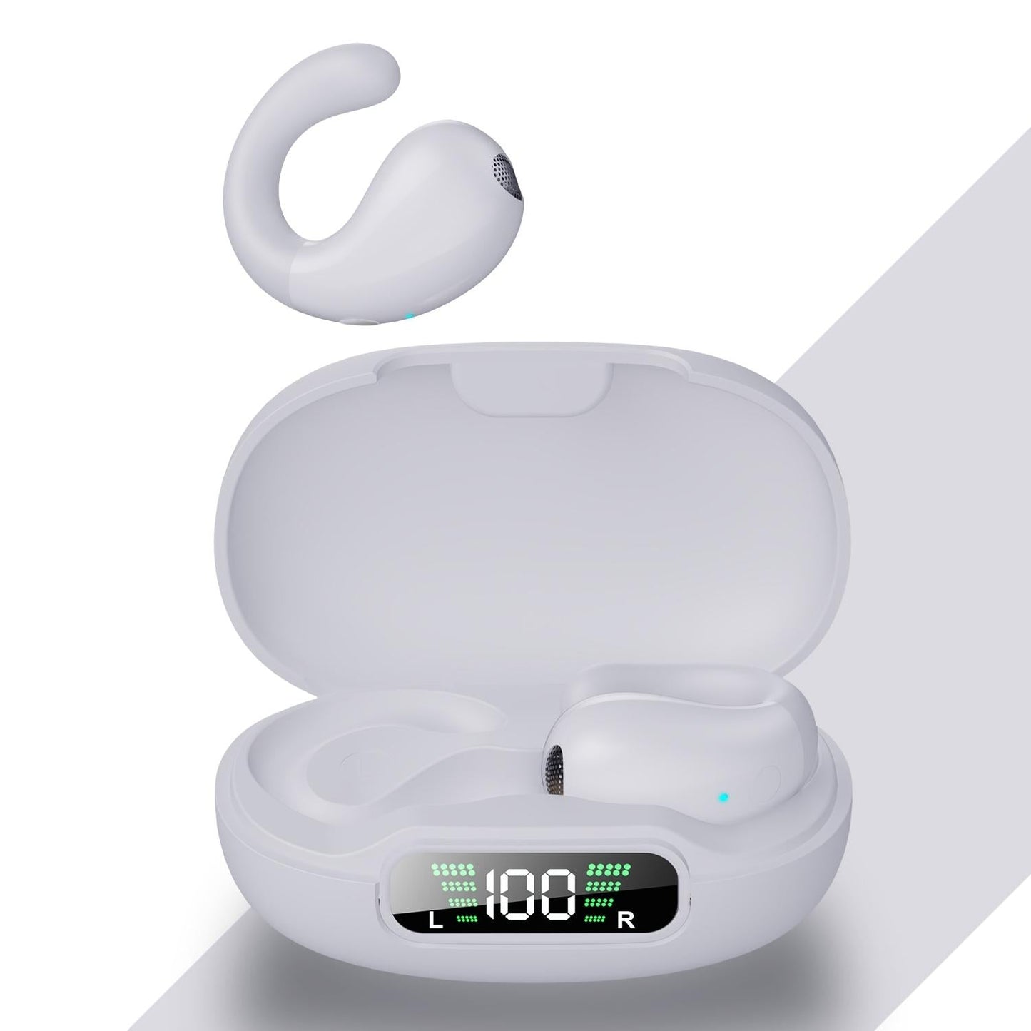 Wireless Bluetooth Earphone with Charging Case - Clip-on - Black Red