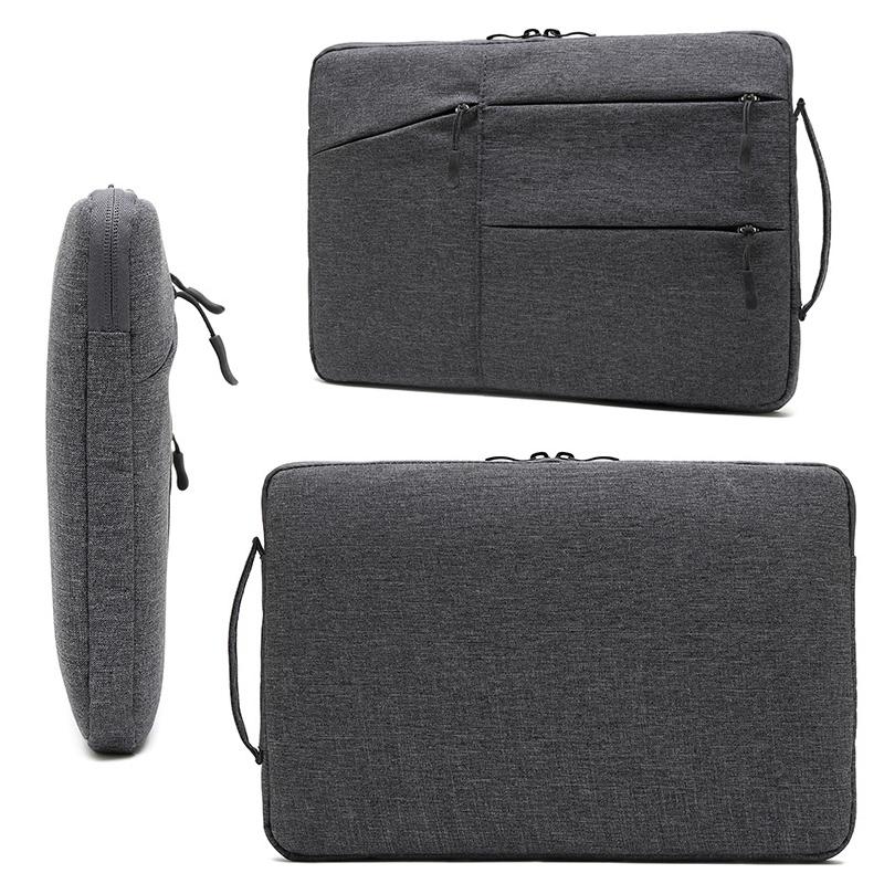 13.3 Inch Business Laptop Liner Bag - Polyester Zipper Closure - Light Grey
