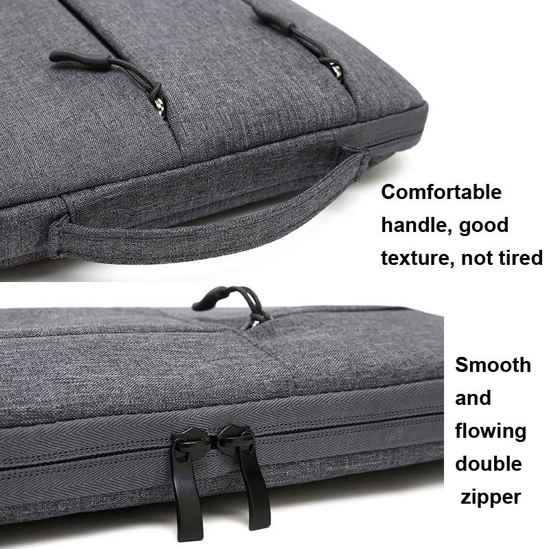 13.3 Inch Business Laptop Liner Bag - Polyester Zipper Closure - Light Grey