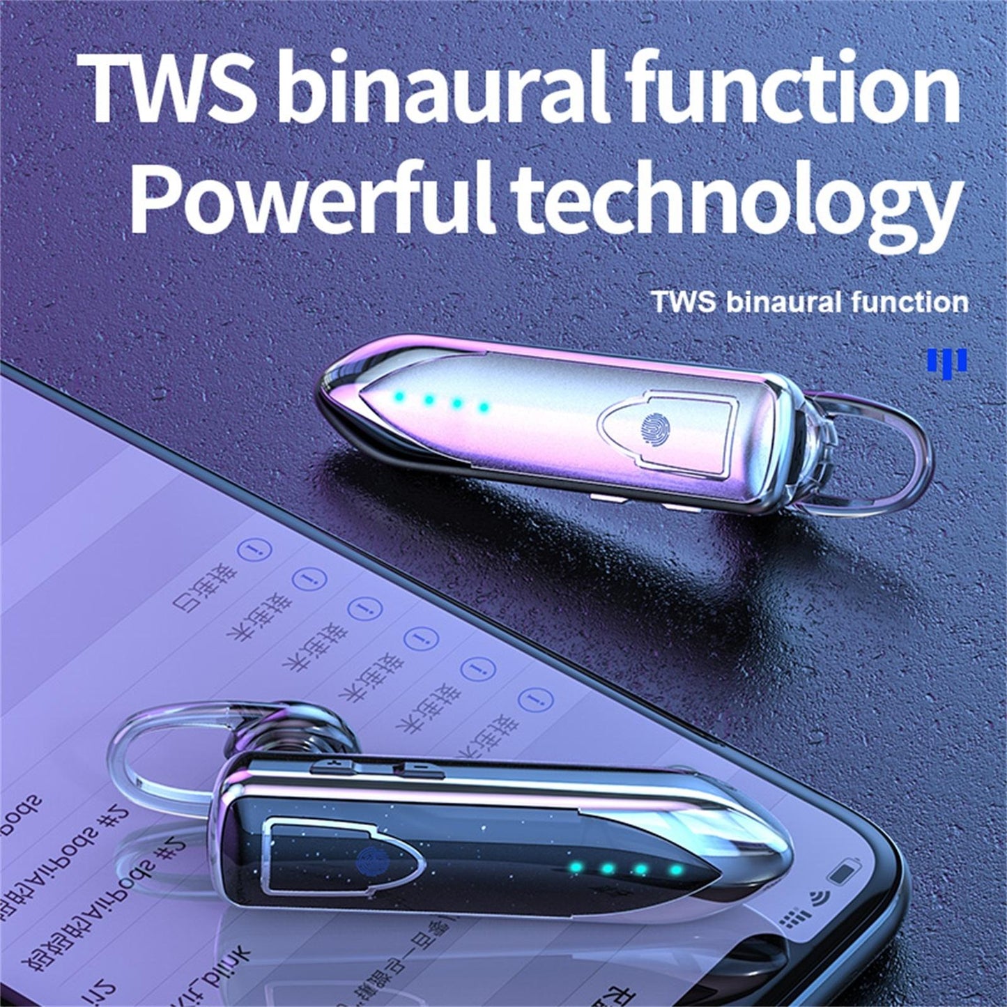 Business Style Bluetooth 5.0 Earphone with Touch Switch - Purple