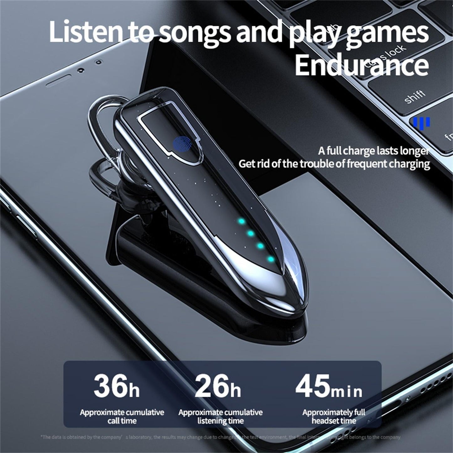 Business Style Bluetooth 5.0 Earphone with Touch Switch - Purple