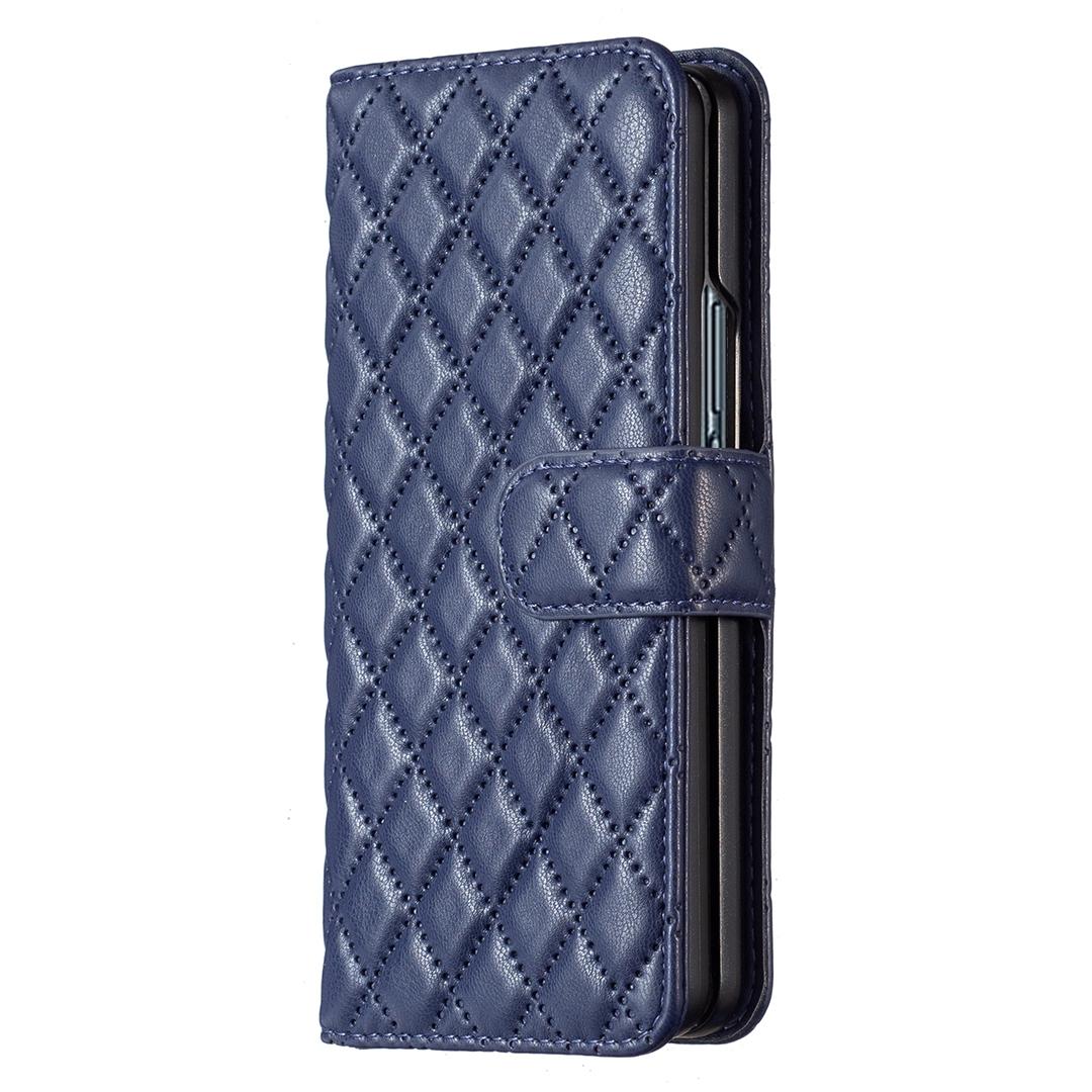 For Samsung Galaxy Z Fold4 5G Diamond Lattice Flip Wallet Case - Green