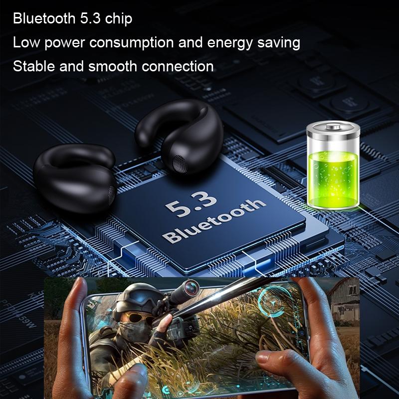Wireless Bluetooth Earphone with Charging Case - Clip-on - White Blue