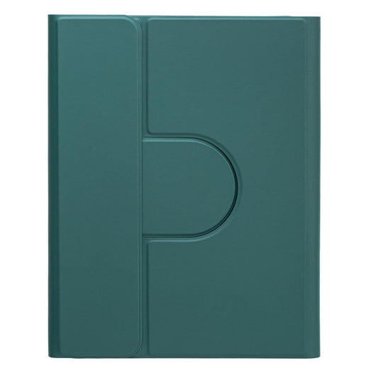 360 Degree Rotatable Bluetooth Keyboard Leather Case - Square Button - Dark Green - For Ipad 10.2 2021 / Air 2019