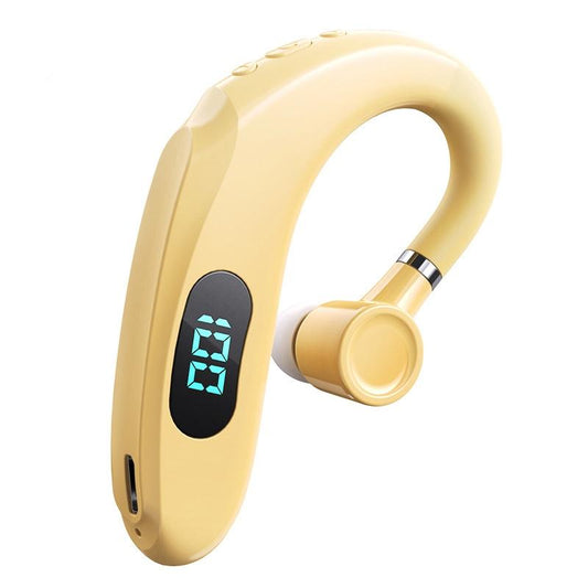 Wireless Bluetooth Earhook Earphones with Digital Display - Business Sports - Yellow
