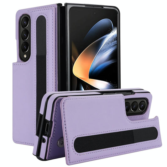 For Samsung Galaxy Z Fold4 5G Double Buckle Phone Case With Pen Slots - Purple