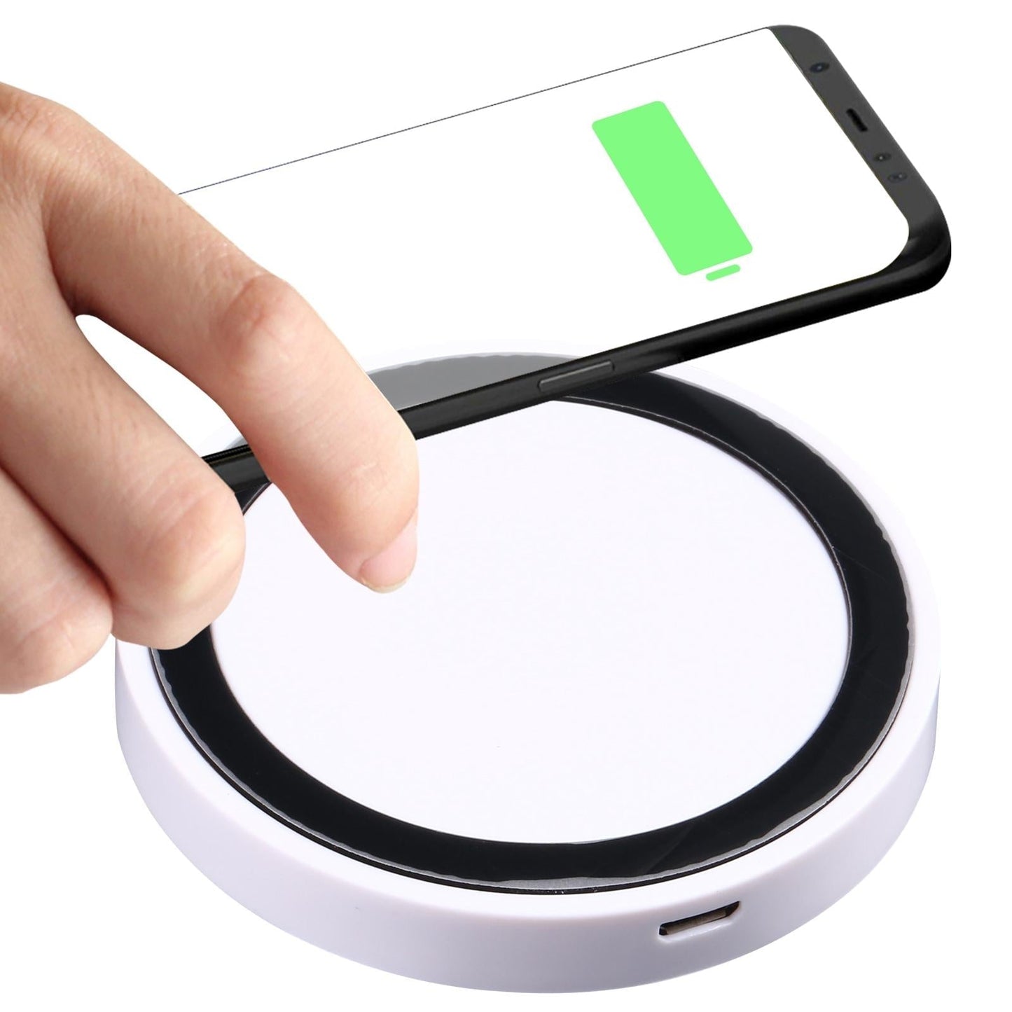 Universal 5W Round Wireless Charger - Black + Orange