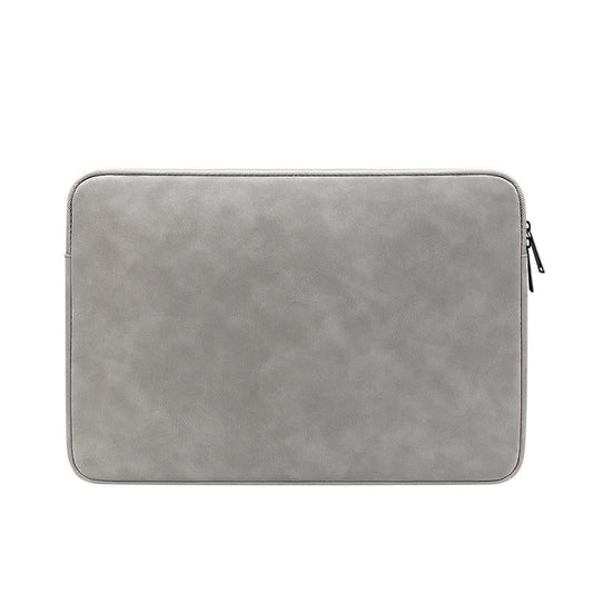 Lightweight Waterproof Lambskin Laptop Sleeve - Fits 14.1-15.4 Inches - Deep Gray With Bag
