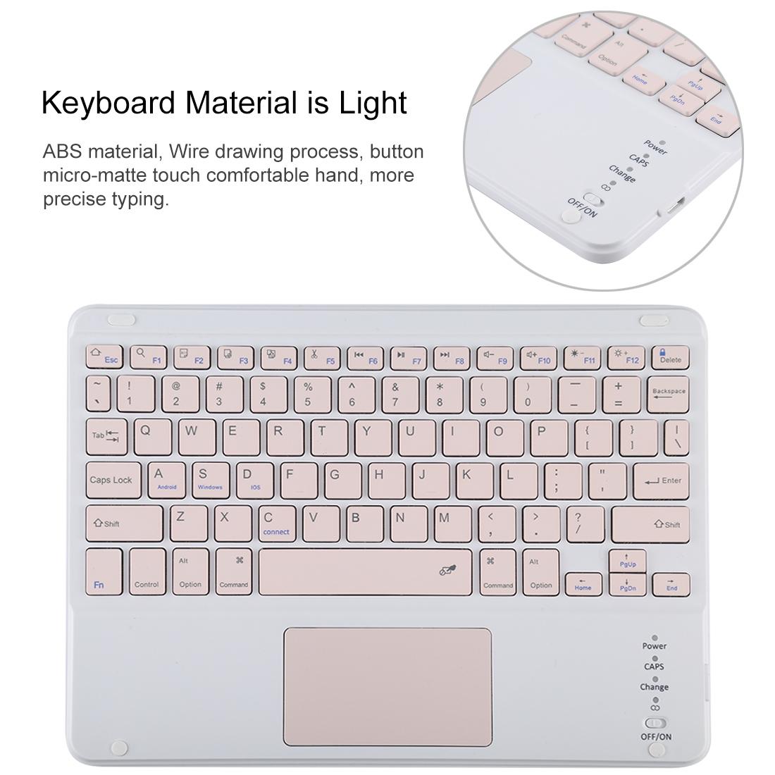 Bluetooth Keyboard & Tablet Case For Ipad 10.2 / Ipad Air 2019 - Detachable Touch Pad Pen Slot Holder - Pink Leather - Pink