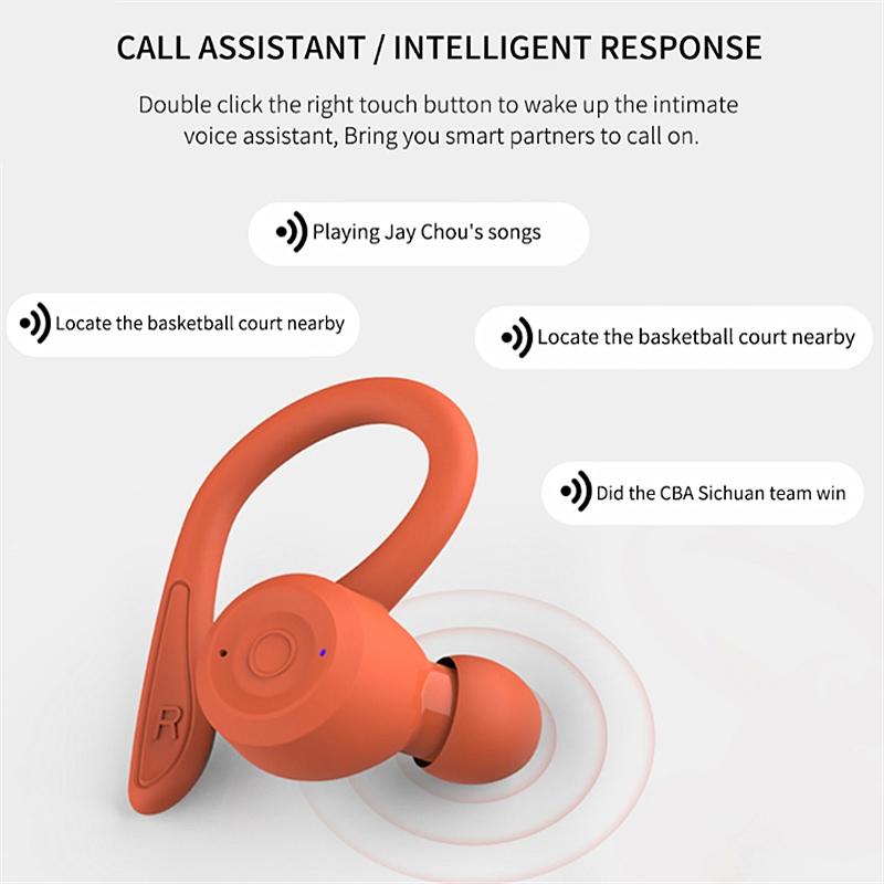 Waterproof T20 Tws Bluetooth Earphones with Charging Box and Noise-cancelling Hooks - White