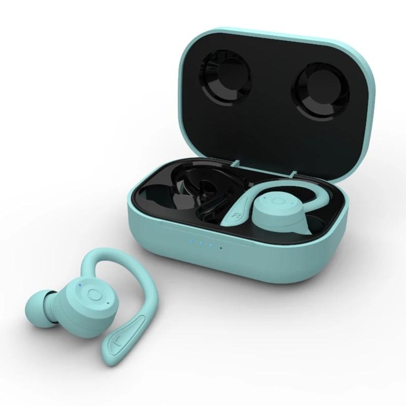 Waterproof T20 Tws Bluetooth Earphones with Charging Box and Noise-cancelling Hooks - White
