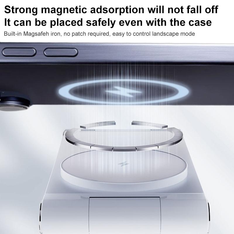 15W 3 In 1 Foldable Desktop Wireless Charger - Dark Gray