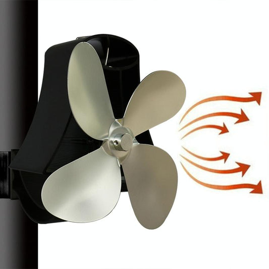 4-blade Heat Powered Fireplace Stove Fan - Aluminum - Gold