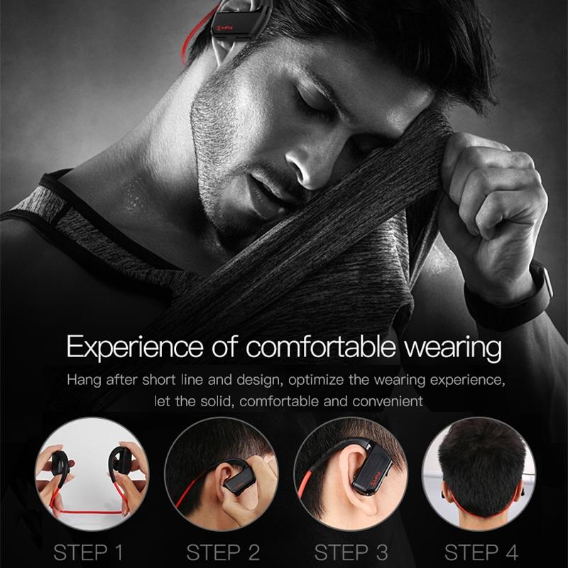 Wireless Sports Bluetooth Earphones - Binaural Hanging Type 5.0 - Gold