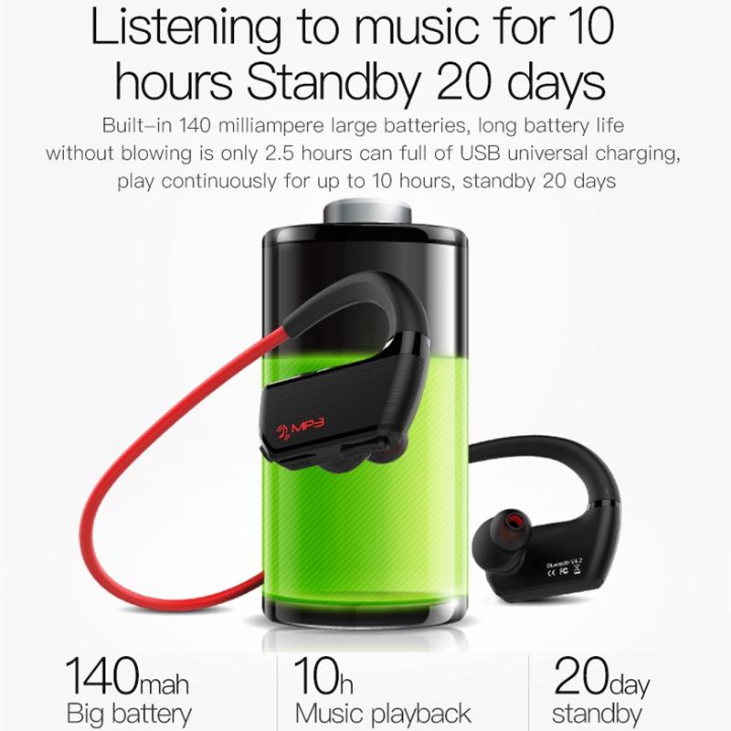 Wireless Sports Bluetooth Earphones - Binaural Hanging Type 5.0 - Gold