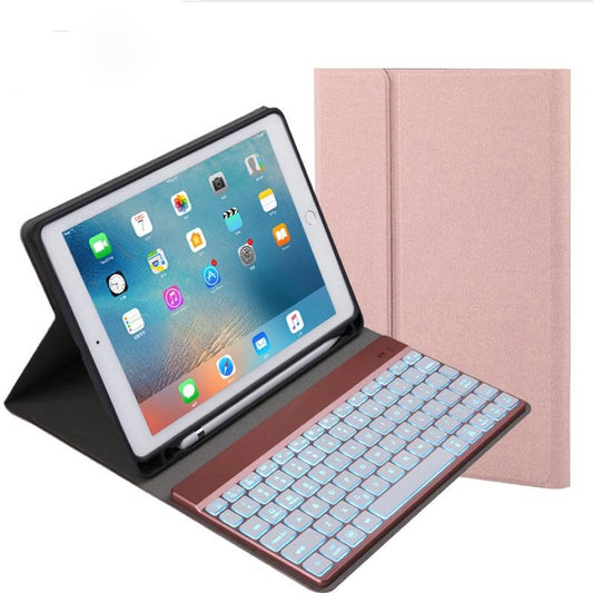 Detachable Bluetooth Keyboard & Leather Tablet Case For Ipad Pro / Air 9.7 With Colourful Backlight & Holder - Blue